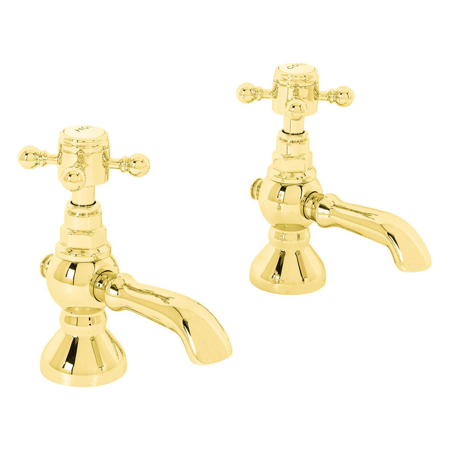 LUXURY 24K Gold Plated Modern Bathroom Twin Bath Taps