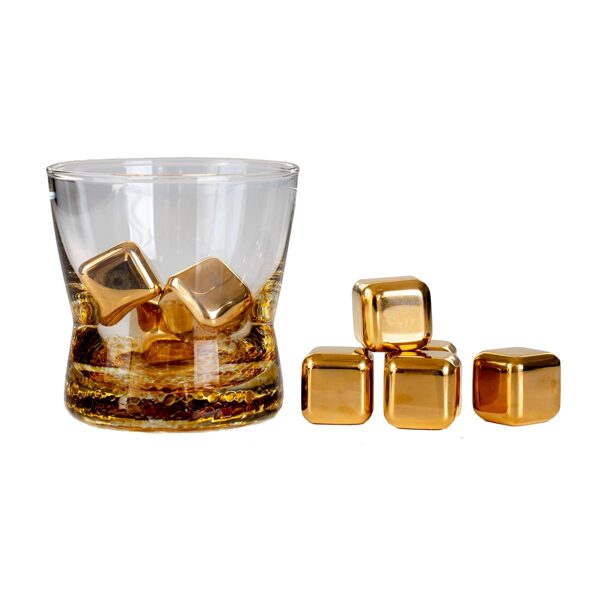 LUXURY 24K Gold Plated Cocktail Whisky Ice Cubes - Set of 6