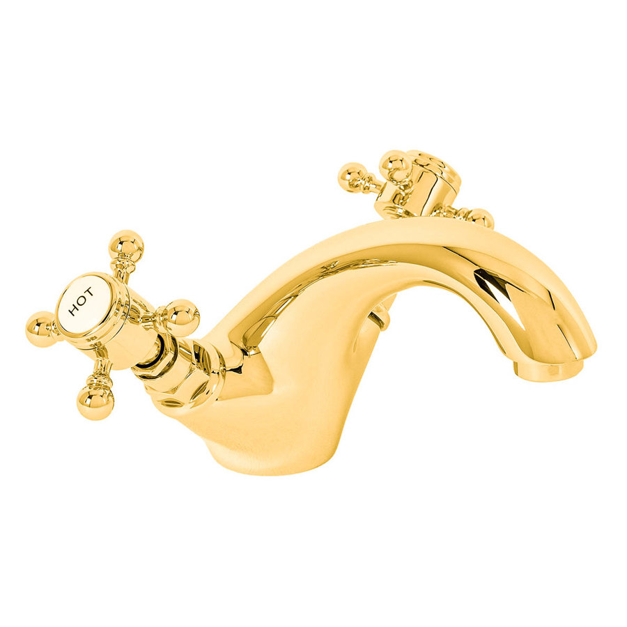 LUXURY 24K Gold Plated Modern Bathroom Mono Basin Dual Control Mixer