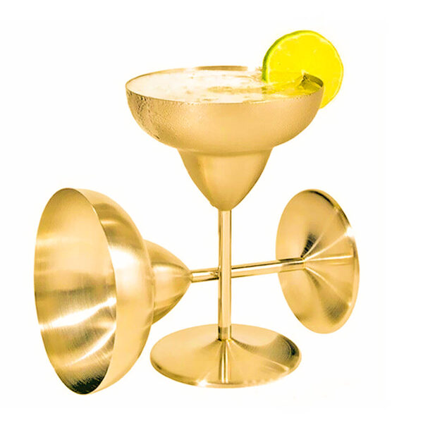 LUXURY 24K Gold Plated 2 Margarita Glasses Set