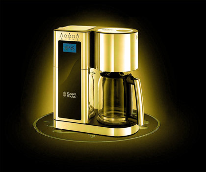 LUXURY 24K Gold Plated Russel Hobbs Elegance Coffee Mashine - 23370