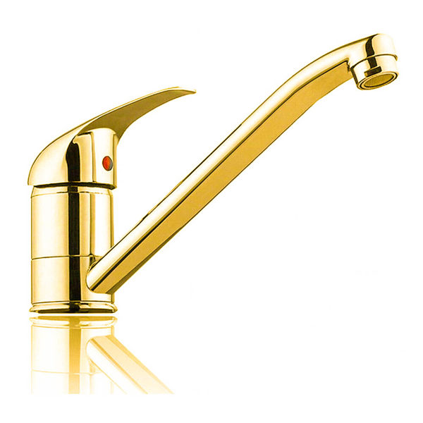 LUXURY 24K Gold Plated Modern Kitchen Sink Mono Spout Mixer Tap