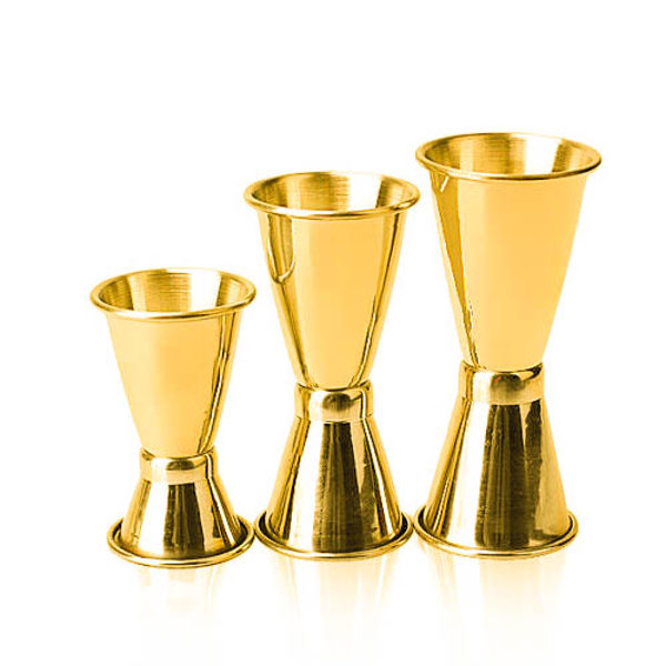 LUXURY 24K Gold Plated 3Pcs Drink Mixer Measuring Cup Jigger Measurer Set